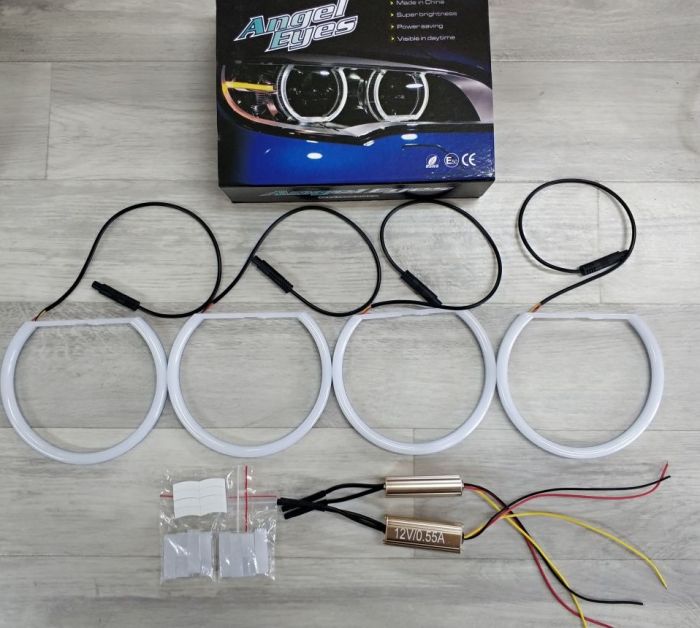 Ангельские глазки (Cotton LED) BMW E36 E38 E39 E46 Фары с линзами (Двухцветные)