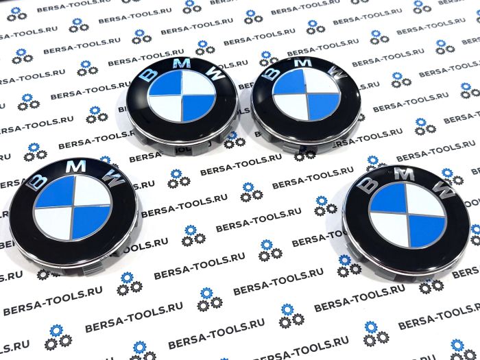 Эмблемы (колпачки) сине-белые в оригинальные колеса BMW (10 защелок)