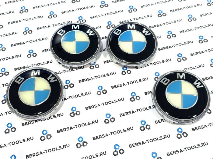 Эмблемы (колпачки) сине-белые в оригинальные колеса BMW (5 защелок)