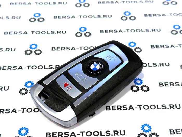 Корпус смарт-ключа BMW F-series серебро (с кнопкой звукового сигнала 4 кнопки)