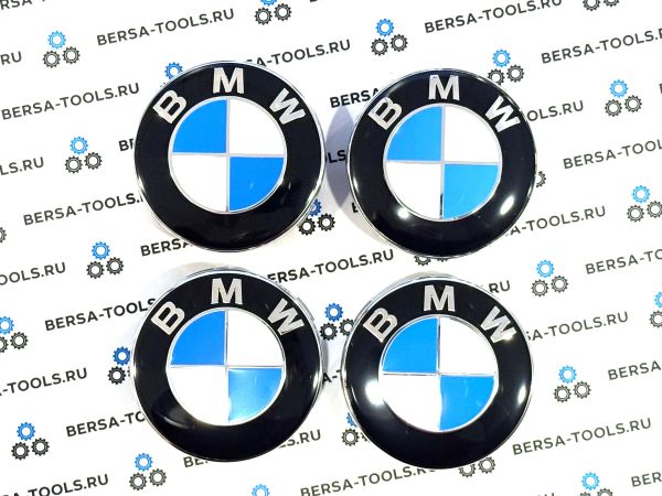 Эмблемы (колпачки) сине-белые в оригинальные колеса BMW (10 защелок)