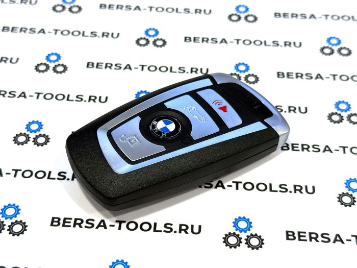 Корпус смарт-ключа BMW F-series серебро (с кнопкой звукового сигнала 4 кнопки)