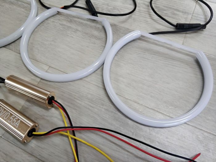 Ангельские глазки (Cotton LED) BMW E36 E38 E39 E46 Фары с линзами (Двухцветные)