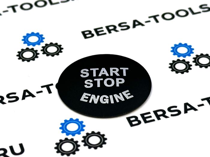 Эмблема на кнопку START STOP BMW (черная) 25 мм