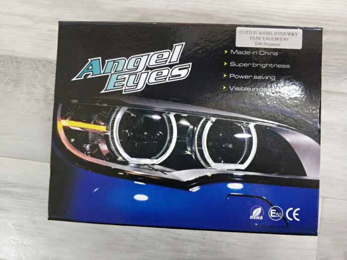 Ангельские глазки (Cotton LED) BMW E36 E38 E39 E46 Фары с линзами (Двухцветные)