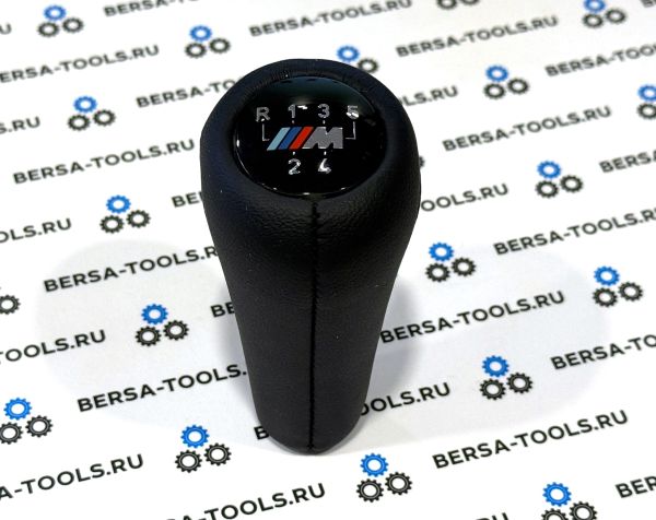 Ручка МКПП BMW (для 5-ти ступенчатой коробки передач) черная, кожаная, M-Power Style