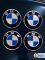Наклейки на колесные диски, 56 мм, BMW сине-белые (5 шт)
