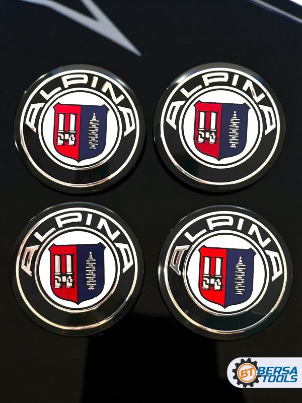 Наклейки на колесные диски, колпачки, 56 мм, Alpina (5 шт)