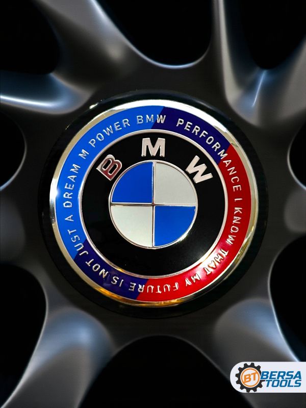 Наклейки на колесные диски, 60 мм, BMW с надписью (5 шт)