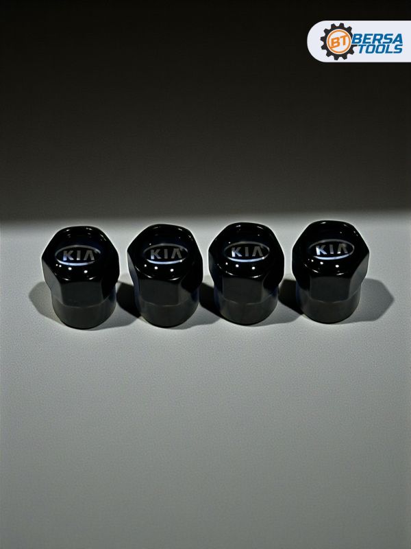 Колпачки на ниппель с эмблемой KIA черные, 4 шт
