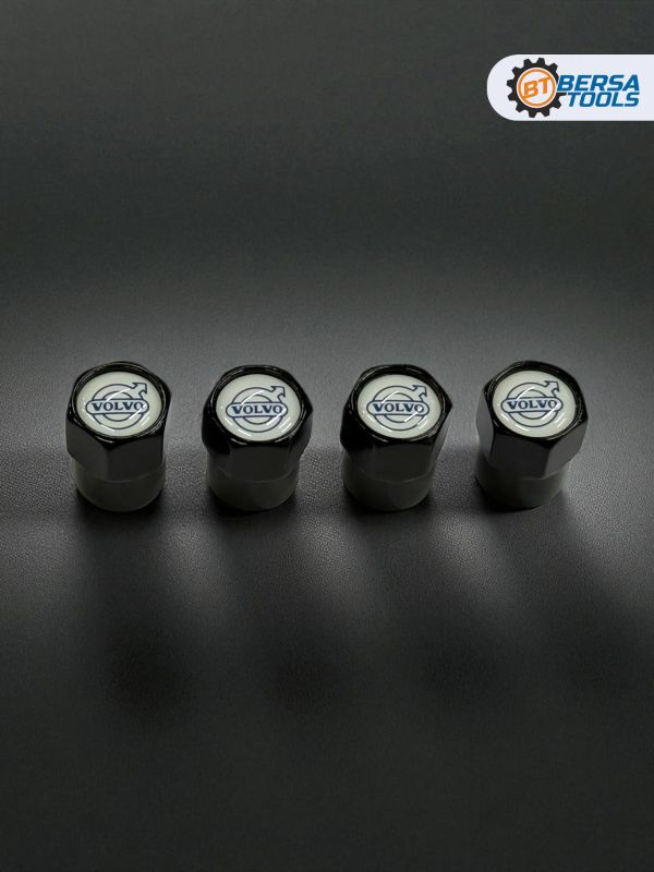 Колпачки на ниппель с эмблемой VOLVO черные, 4 шт