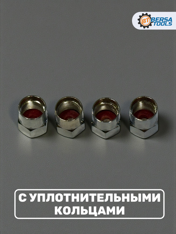 Колпачки на ниппель с эмблемой Skoda хром, 4 шт