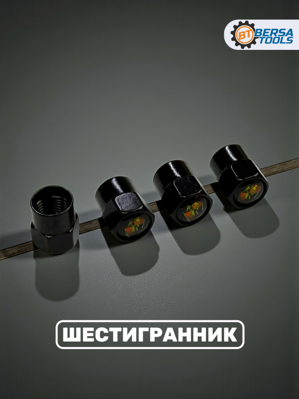 Колпачки на ниппель с эмблемой Roewe черные, 4 шт