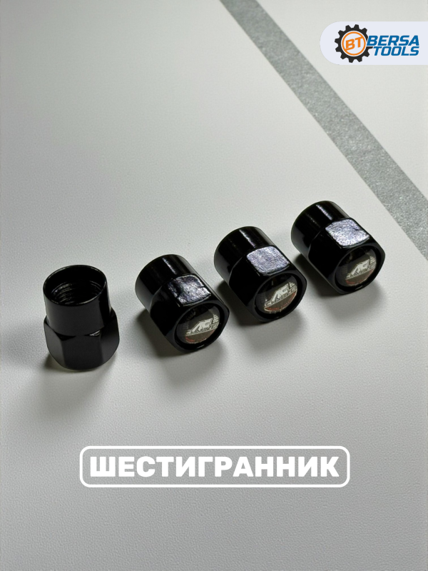 Колпачки на ниппель с эмблемой AC Schnitzer черные, 4 шт