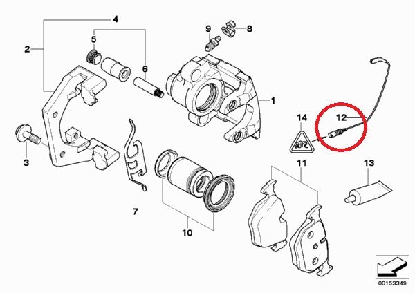 Разъем датчика износа колодок BMW X5 E53 (61131393742)