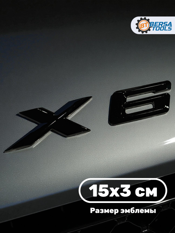 Эмблема пластиковая BMW X6 черный 15х3 см